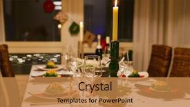  Presentation with christmas party - Beautiful PPT theme featuring year celebration at family home backdrop and a coral colored foreground