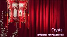  Presentation with lantern chinese - PPT layouts featuring year decoration--traditional paper lantern background and a wine colored foreground