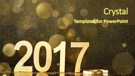  Presentation with new-year - PPT layouts having year decoration closeup on 2017 background and a tawny brown colored foreground