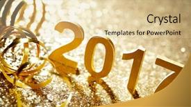  Presentation with 2019 chinese new year - PPT theme consisting of year decoration closeup on 2017 background and a lemonade colored foreground