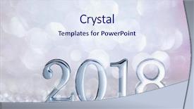  Presentation with 2018 - Cool new slides with year decoration closeup on silver backdrop and a sky blue colored foreground