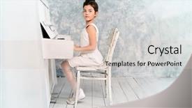  Presentation with vintage art - Slide set featuring year girl in white dress background and a lemonade colored foreground