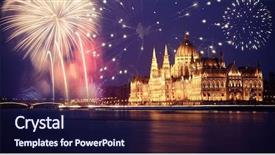  Presentation with lunar new year of the pig - Amazing PPT theme having year in the city - budapest backdrop and a navy blue colored foreground