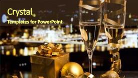  Presentation with lunar new year ox - Presentation design with year in the city - champagne background and a  colored foreground