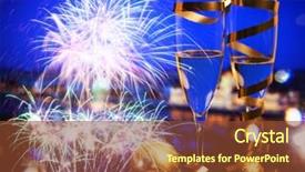  Presentation with new year - Beautiful presentation theme featuring year in the city - champagne backdrop and a  colored foreground