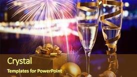  Presentation with new year - Presentation theme with year in the city - champagne background and a  colored foreground