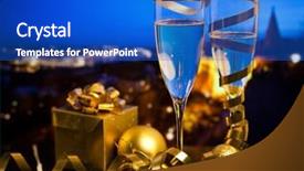  Presentation with new year - Beautiful PPT layouts featuring year in the city - champagne backdrop and a  colored foreground