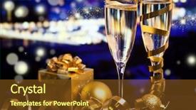  Presentation with new year - Audience pleasing slide deck consisting of year in the city - champagne backdrop and a  colored foreground