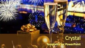  Presentation with candles for 2020 new year - Slides having year in the city - champagne background and a  colored foreground
