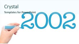  Presentation with marker - Presentation theme having year-of-2002written background and a cool aqua colored foreground