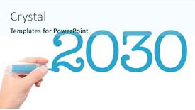  Presentation with marker - Slides featuring year-of-2030written background and a cool aqua colored foreground