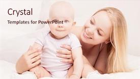  Presentation with happy new year 2022 - Slides with year old daughter in bed background and a sky blue colored foreground