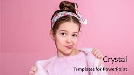  Presentation with children - Audience pleasing presentation theme consisting of year old girl wearing pink backdrop and a  colored foreground