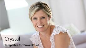  Presentation with home - PPT theme with year old woman at home background and a  colored foreground