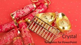  Presentation with chinese new year - Slide deck enhanced with year ornament--gold ingot firecracker background and a red colored foreground