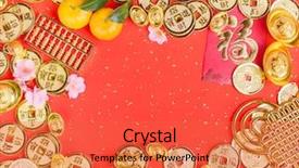  Presentation with chinese new year - Audience pleasing PPT layouts consisting of year ornament--gold ingot firecracker backdrop and a red colored foreground