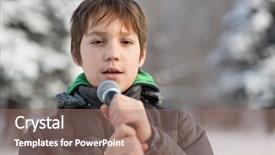  Presentation with singer - Cool new slide deck with year performance presentation - little singer in a jacket backdrop and a  colored foreground