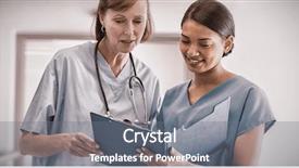  Presentation with nurse discussing family - Cool new PPT layouts with year report - nurse and doctor discussing backdrop and a gray colored foreground