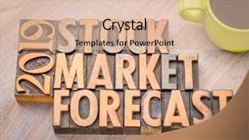  Presentation with stock market - Audience pleasing theme consisting of year review - 2019 stock market forecast word backdrop and a  colored foreground