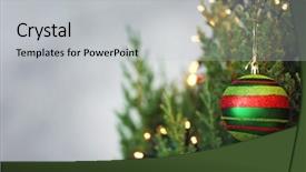  Presentation with fir tree - Colorful PPT theme enhanced with year round family - christmas bauble on a fir backdrop and a  colored foreground