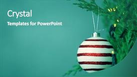  Presentation with fir tree - Slide deck with year round family - christmas bauble on a fir background and a  colored foreground