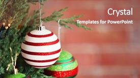  Presentation with fir tree - Presentation theme featuring year round family - christmas baubles on a fir background and a  colored foreground