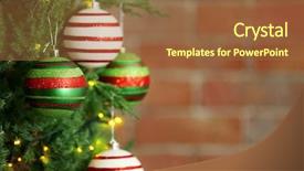  Presentation with christmas silver blue turquoise baubles - Slide deck with year round family - christmas baubles on a fir background and a  colored foreground