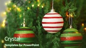  Presentation with christmas silver blue turquoise baubles - PPT layouts consisting of year round family - christmas baubles on a fir background and a tawny brown colored foreground