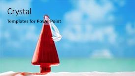  Presentation with christmas red - Presentation enhanced with year round family - christmas tree bauble in red background and a light blue colored foreground