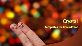  Presentation with hug - Audience pleasing slides consisting of year round family - finger hug with abstract lights backdrop and a tawny brown colored foreground