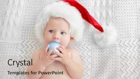  Presentation with baby christmas - Presentation theme featuring year round family - little baby in christmas hat background and a  colored foreground