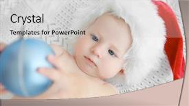  Presentation with baby christmas - PPT theme consisting of year round family - little baby in christmas hat background and a  colored foreground