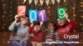  Presentation with new year 2019 - Amazing presentation theme having year text sitting on dark backdrop and a tawny brown colored foreground