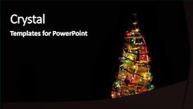  Presentation with lunar new year of the pig - PPT theme with year tree on a black background and a  colored foreground