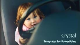  Presentation with driving - Audience pleasing PPT theme consisting of small car - driving little girl backdrop and a ocean colored foreground