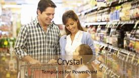  Presentation with family shopping - Presentation theme featuring latinoamerica - family shopping in supermarket background and a coral colored foreground