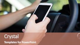  Presentation with mobile phone in woman hand - Cool new presentation design with using mobile phone while driving backdrop and a coral colored foreground