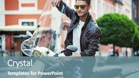  Presentation with handsome - Presentation theme with vespa - handsome man riding a vintage background and a seafoam green colored foreground