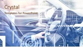  Presentation with sleepy yawning man driving car - Colorful slide set enhanced with identification interface against man drives backdrop and a sky blue colored foreground