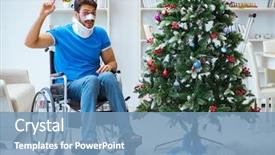  Presentation with collage of families celebrating christmas - Audience pleasing PPT layouts consisting of celebrate recovery - injured disabled man celebrating christmas backdrop and a teal colored foreground