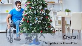  Presentation with collage of families celebrating christmas - PPT layouts with celebrate recovery - injured disabled man celebrating christmas background and a light blue colored foreground