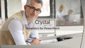  Presentation with flower office desk table - Amazing presentation having year work plan - architect sitting at drawing table backdrop and a  colored foreground