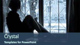  Presentation with abstract - Amazing presentation having yearning - abstract picture about woman's loneliness backdrop and a ocean colored foreground