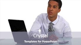  Presentation with genetic face recognition - Beautiful presentation theme featuring yearning - businessman with a dreamy face backdrop and a  colored foreground