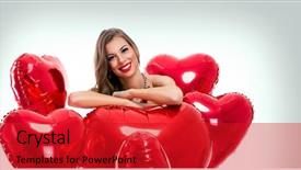  Presentation with human heart blue and red - Cool new presentation theme with yearning - romantic girl with red heart backdrop and a  colored foreground