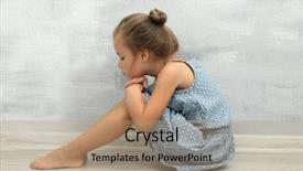  Presentation with sad girl - Slides having yearning - sad little girl sitting background and a coral colored foreground