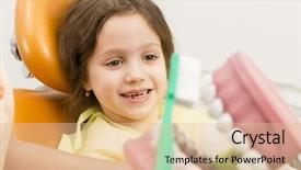  Presentation with 15 years - Beautiful PPT theme featuring years girl at the dentist backdrop and a  colored foreground