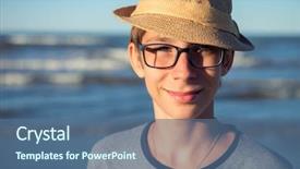  Presentation with old young - Beautiful slide deck featuring years old boy at seaside backdrop and a ocean colored foreground