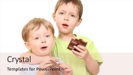  Presentation with white chocolate - Theme featuring years old boys with chocolate background and a  colored foreground