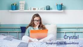  Presentation with old - Slide deck enhanced with years old child having fun background and a light blue colored foreground